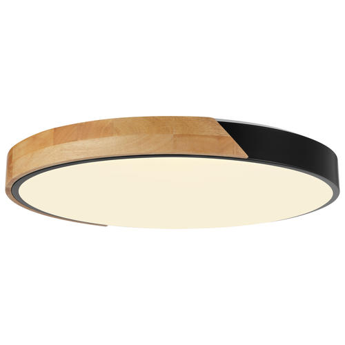 aplica led 48w 75lm w negru lemn corp cct telecomanda
