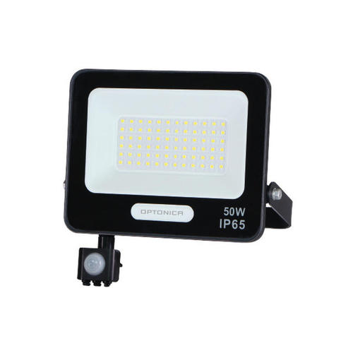 proiector led 50w cu senzor negru smd 4500lm 120 ip65 4000k cablu 15cm