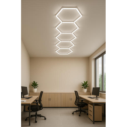 set de iluminat led hexagonal 5 hexagoane 199w 120lm w 165 26dc5v cu accesorii 6000k