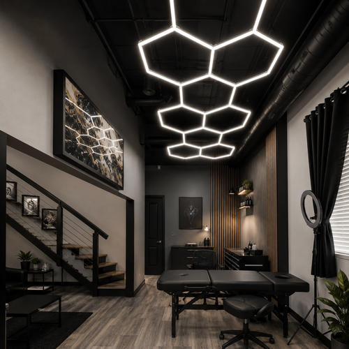 set de iluminat led hexagonal 8 hexagoane 259w 120lm w 165 26dc5v cu accesorii 3cct