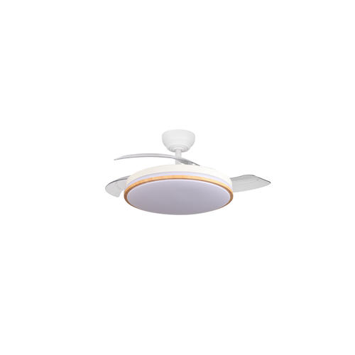 plafoniera led cu ventilator 30w 3cct 2400lm alb lemn telecomanda