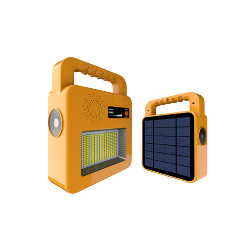 lampa portabila solara cu difuzor bluetooth 37v 6ah 3w 400lm ip44 galben