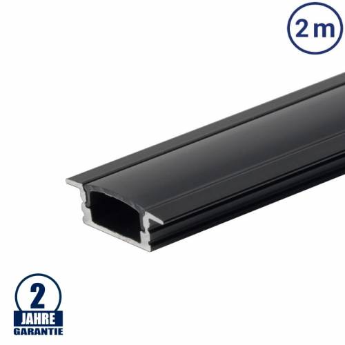 profil aluminiu banda led corp negru dispersor negru l 2m incastrat