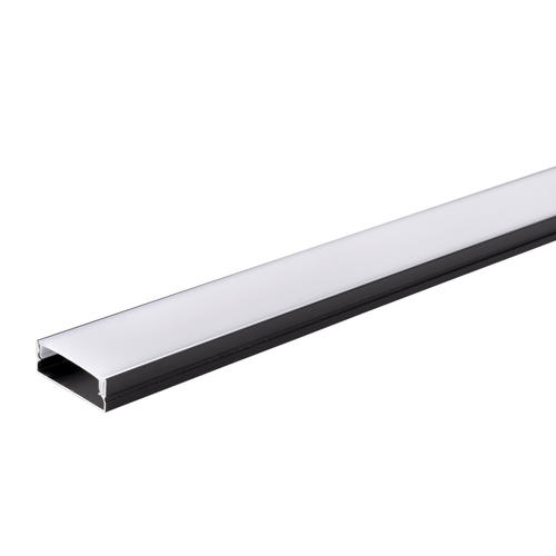 profil aluminiu banda led corp negru dispersor alb l 2m 30x10mm