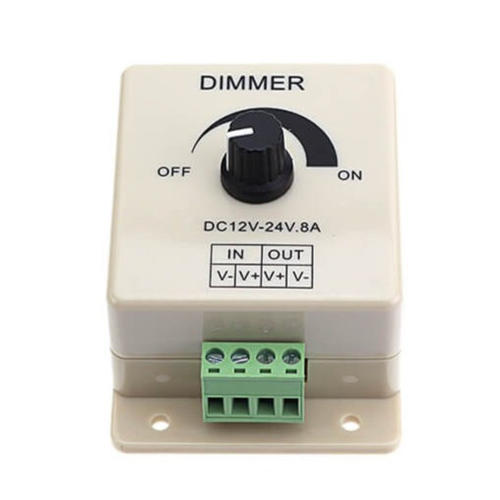 Dimmer Manuale LED/SMD Ledomec 53810 – 12-24V DC, 8A, 96W, Manopola, Installazione Facile