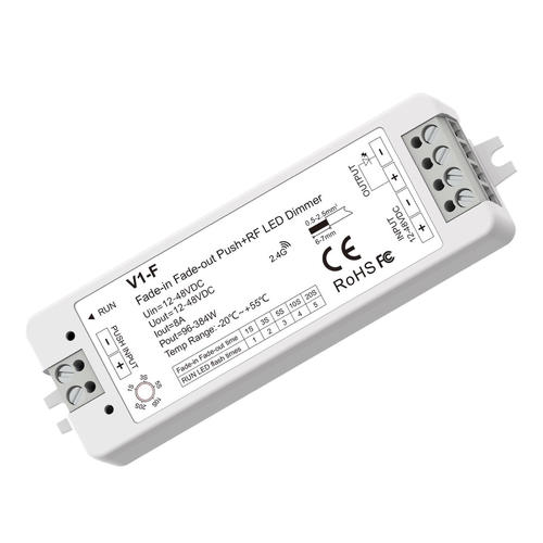 controler led 1 canal 12 48vdc 8a 1ch 96 384w dimmer push rf24ghz