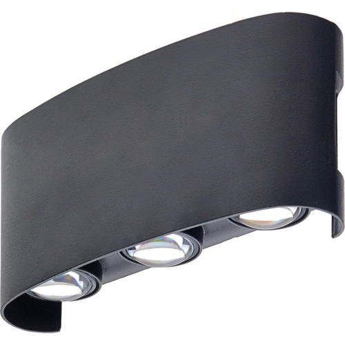 aplica led de fatada 6w ip65 570lm corp negru 3000k aluminiu