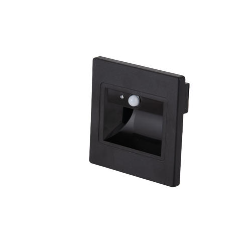 spot led patrat pentru trepte 1w 80lm w 3000k ac ip20 neagra senzor