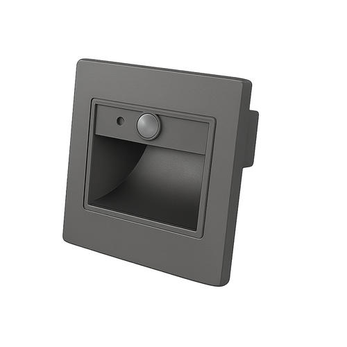 spot led patrat pentru trepte 1w 80lm w 3000k ac ip20 gri senzor
