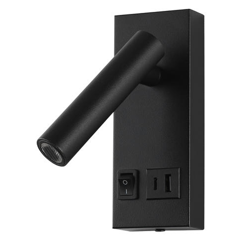 lampa led pentru mobilier 2w ip20 cu intrerupator pornit oprit usb negru 3000k