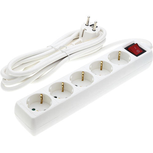 prelungitor cu 5 prize intrerupator 3g15mm 3m 16a 230v max3500w ip20 alb