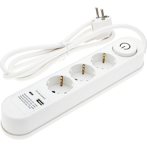 prelungitor cu 3 prize intrerupator usb a 1a usb c pd18w h05vv f3g15mm 15m 16a 250v max3500w alb