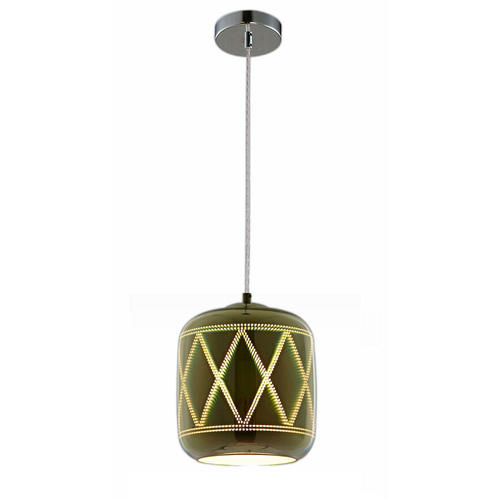 pendul din sticla 3d in forma de butoi crom romb d200xh213mm