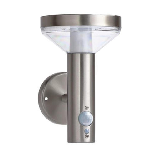 felinar led solar din aluminiu satinat 2w 200lm 20lm ip44 37v cu senzor