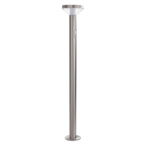 felinar led solar de gradina din aluminiu satinat 2w 200lm 20lm ip44 37v cu senzor