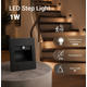spot led patrat pentru trepte 1w 80lm w 4000k ac ip20 neagra senzor 1