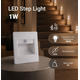 spot led patrat pentru trepte 1w 80lm w 3000k ac ip20 alba senzor 1