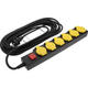 prelungitor cu 6 prize intrerupator h07rn3g15mm 10m 16a 250v max3500w ip44 galben negru