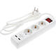 prelungitor cu 3 prize intrerupator 2 usb uri 21a total h05vv f3g15mm 15m 16a 250v max3500w alb